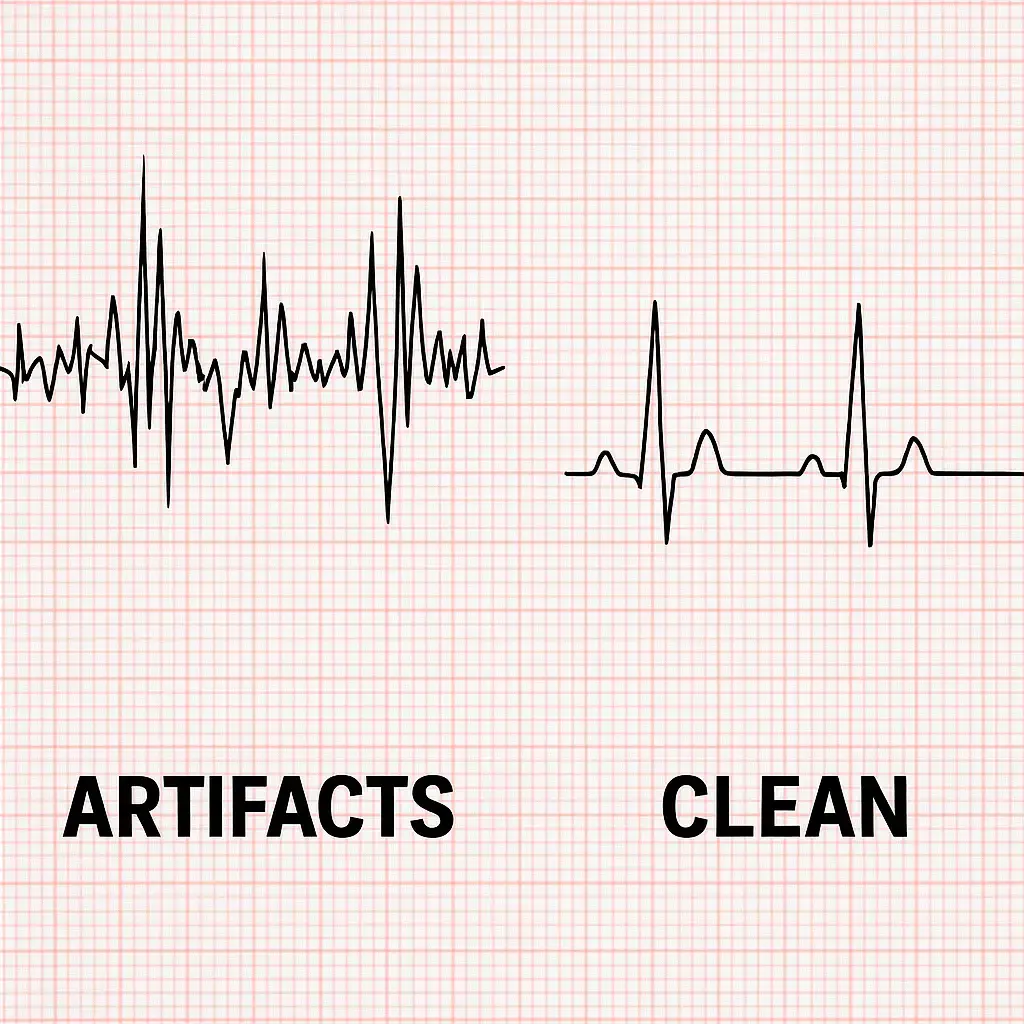 EKG Motion Artifacts and Clean Signal Example
