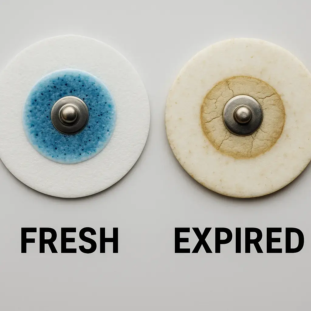 Fresh vs Expired EKG Electrodes Example