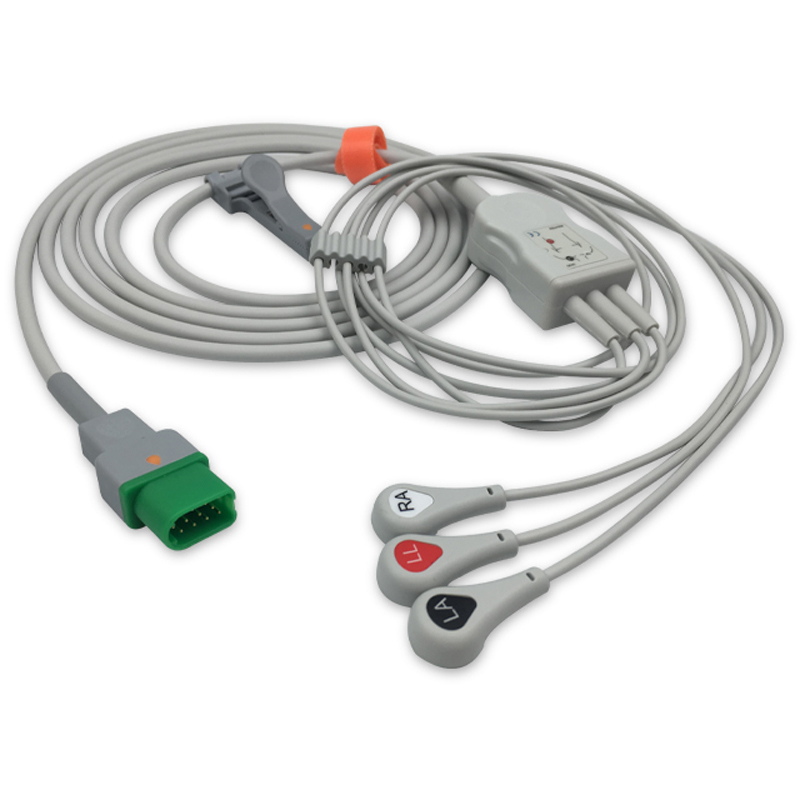 Compatible 3-lead One-Piece ECG Cable with Snap end (for use with Datascope) AHA – image 1 of 2