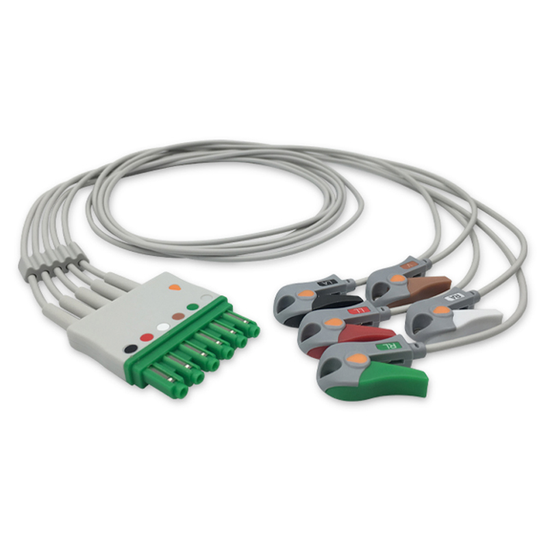 Compatible 5-lead ECG Leadwire with Grabber/Pinch end Molded 0.9m AHA (comparable to Draeger MP03424) (comparable to Draeger MP03424) – image 1 of 2