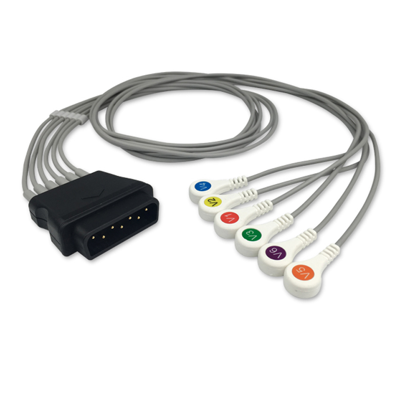 Compatible 6-lead ECG Leadwire with Snap end Molded 0.9m AHA (comparable to Physio-Control 11110-000103) (comparable to Physio-Control 11110-000103)