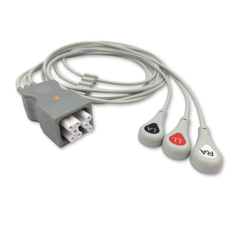 Compatible 3-lead Telemetry ECG Leadwire with Snap end Molded 0.9m AHA (comparable to GE Healthcare 394111-002) (comparable to GE Healthcare 394111-002) – image 1 of 2