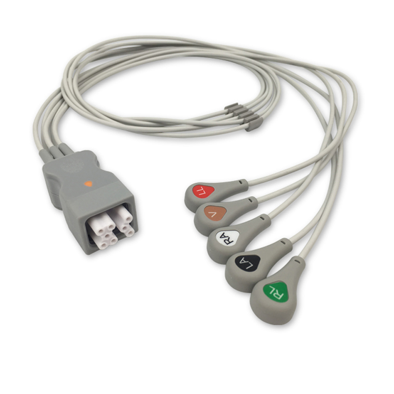 Compatible 5-lead Telemetry ECG Leadwire with Snap end Molded 0.9m AHA (comparable to GE Healthcare 394111-512) (comparable to GE Healthcare 394111-512) – image 1 of 2