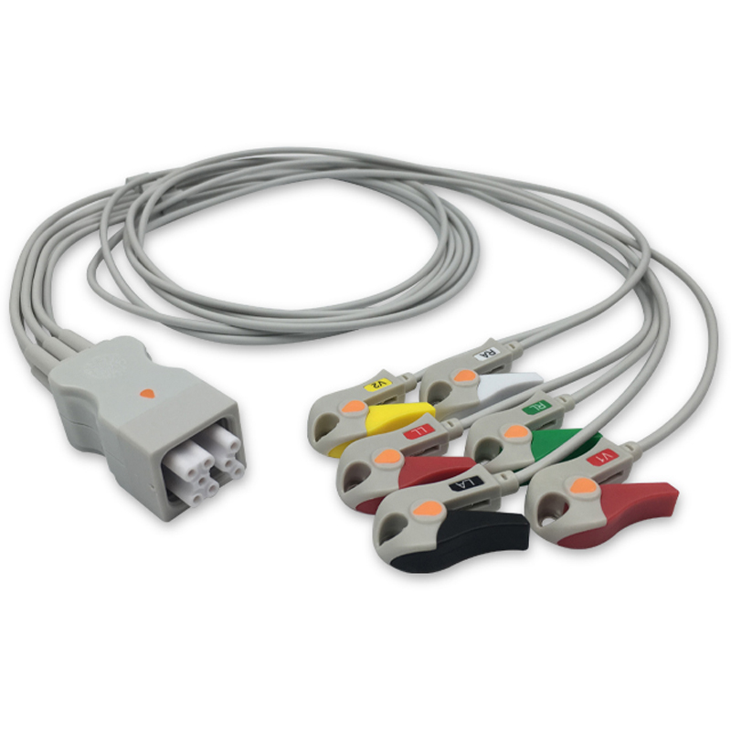 Compatible 6-lead Telemetry ECG Leadwire with Grabber/Pinch end Molded 0.9m AHA (comparable to GE Healthcare 394111-503) (comparable to GE Healthcare 394111-503) – image 1 of 2