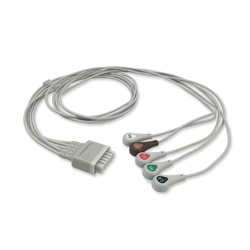 Compatible 5-lead Telemetry ECG Leadwire with Snap end Molded 0.9m AHA (comparable to Mindray 009-004783-00) (comparable to Mindray 009-004783-00)