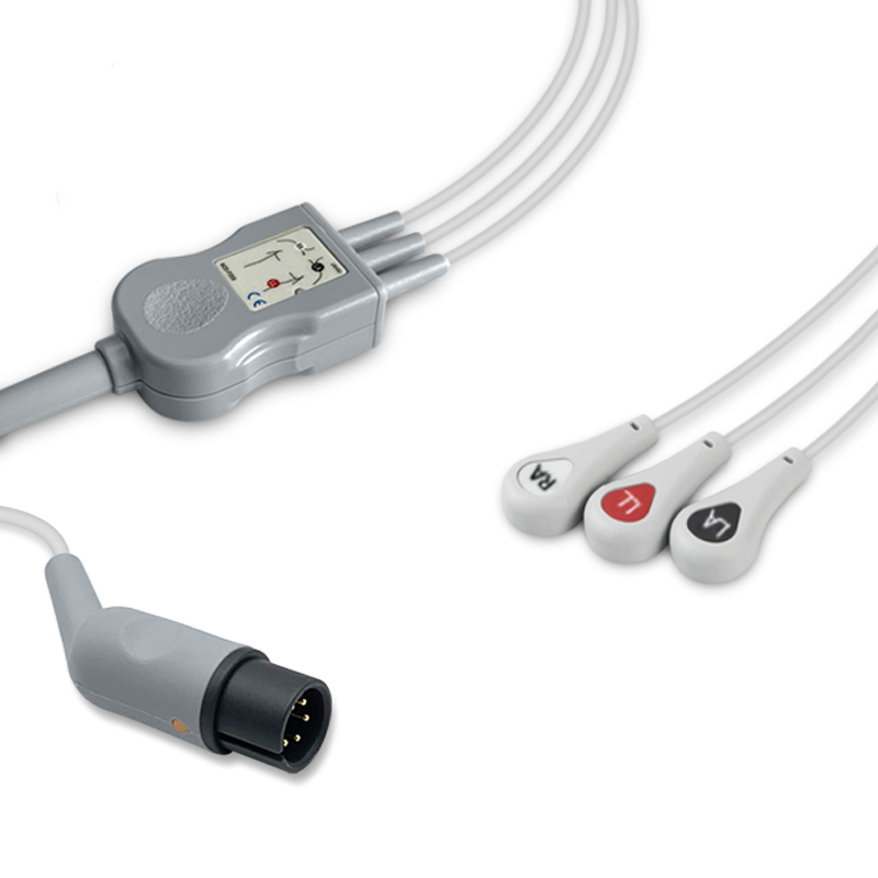 Compatible 3-lead One-Piece ECG Cable with Snap end (comparable to Datascope 0131-00-0079) AHA (comparable to Datascope 0131-00-0079) – image 1 of 2