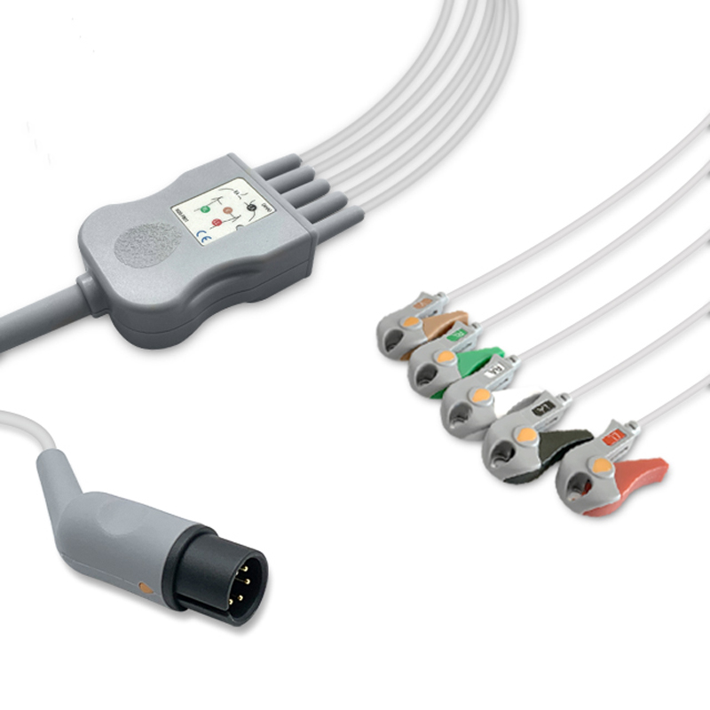 Compatible 5-lead One-Piece ECG Cable with Grabber/Pinch end (comparable to Edan M15-040155) AHA (comparable to Edan M15-040155) – image 1 of 2