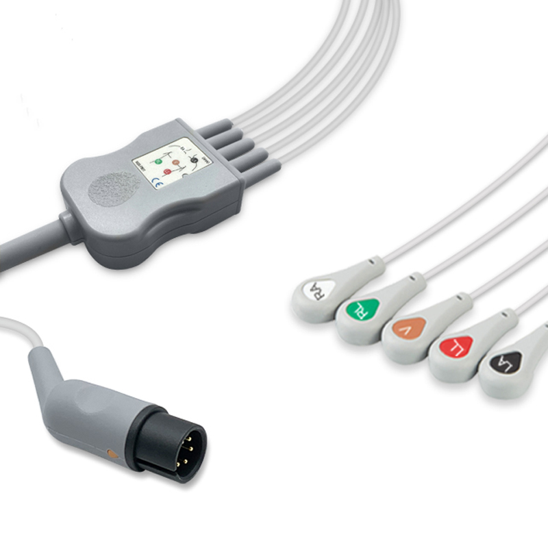 Compatible 5-lead One-Piece ECG Cable with Snap end (comparable to Zoll 8000-1005-01) AHA (comparable to Zoll 8000-1005-01) – image 1 of 2