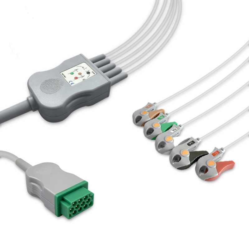 Compatible 5-lead One-Piece ECG Cable with Grabber/Pinch end (comparable to GE Healthcare 5831400) AHA (comparable to GE Healthcare 5831400) – image 1 of 2