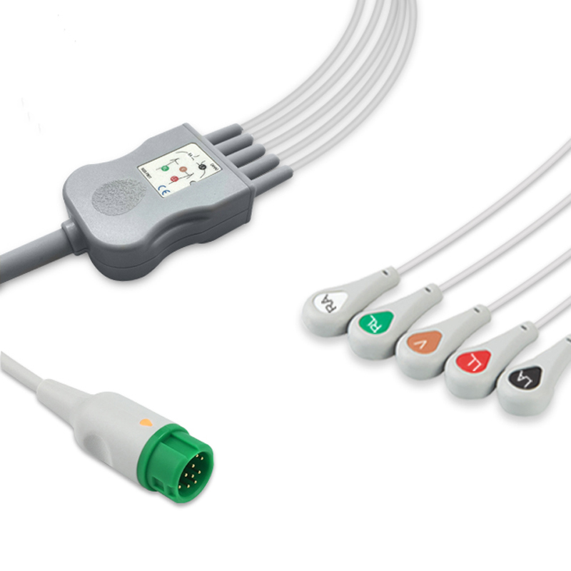 Compatible 5-lead One-Piece ECG Cable with Snap end (comparable to Mindray 040-000961-00) AHA (comparable to Mindray 040-000961-00) – image 1 of 2