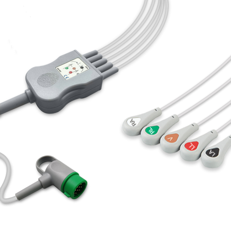 Compatible 5-lead One-Piece ECG Cable with Snap end (comparable to Physio-Control 11110-000066) AHA (comparable to Physio-Control 11110-000066) – image 1 of 2