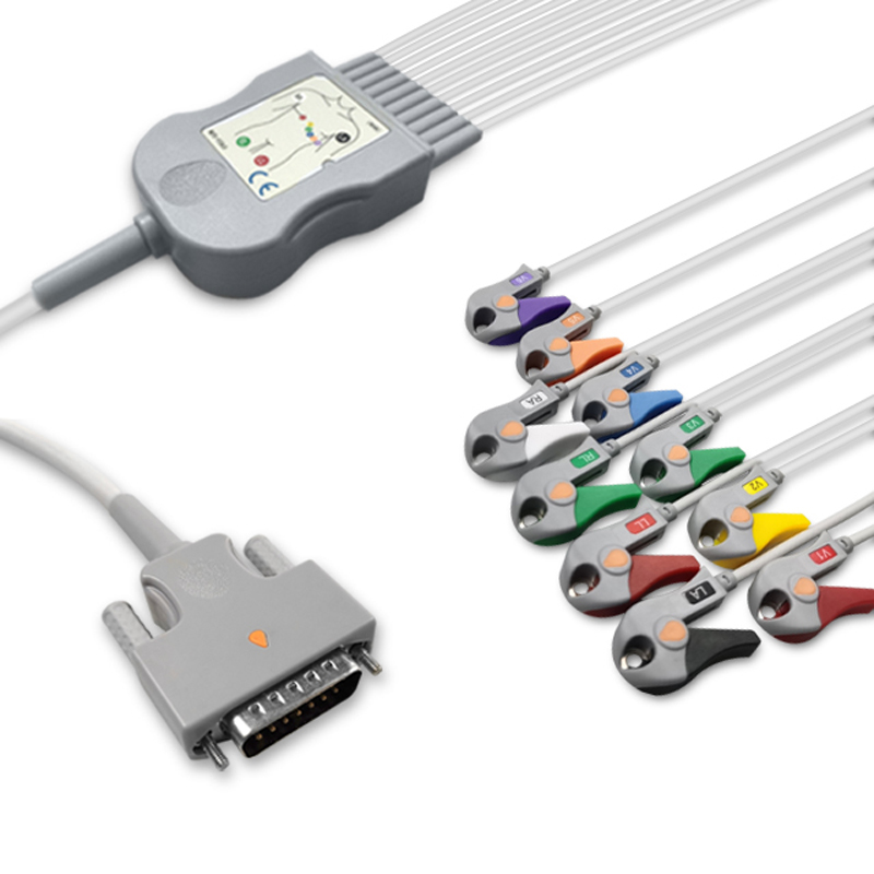 Compatible 10-lead Diagnostic(EKG) One-Piece ECG Cable with Grabber/Pinch end (comparable to Edan MS1R-107584-A0) AHA (comparable to Edan MS1R-107584-A0) – image 1 of 2