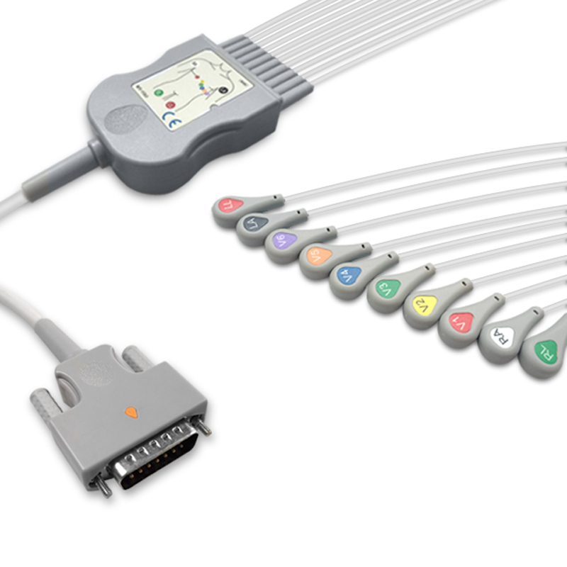 Compatible 10-lead Diagnostic(EKG) One-Piece ECG Cable with Snap end (comparable to Edan MS1R-109851) AHA (comparable to Edan MS1R-109851) – image 1 of 2