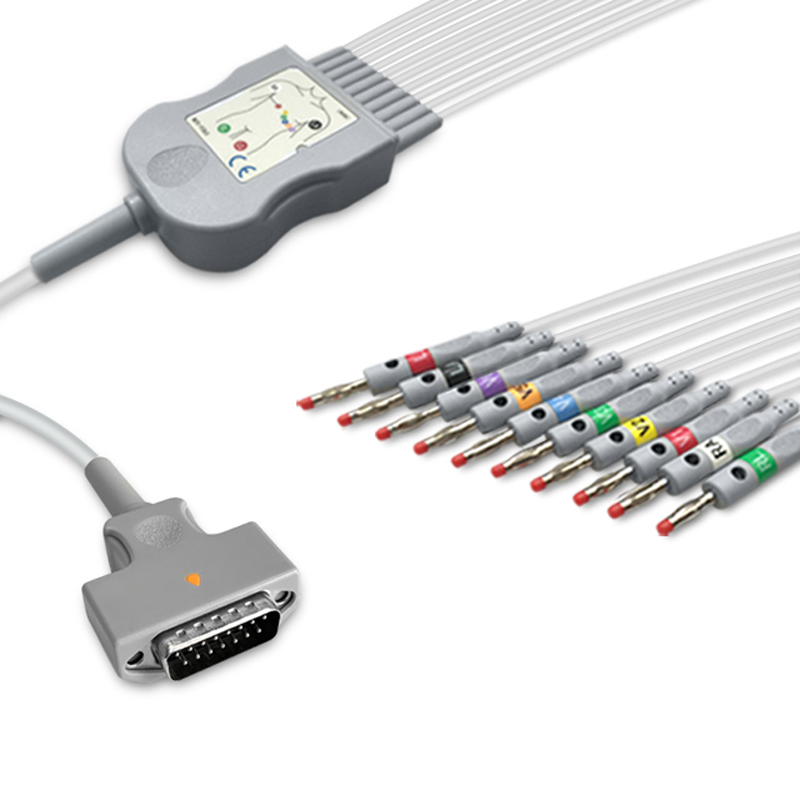 Compatible 10-lead Diagnostic(EKG) One-Piece ECG Cable with 4mm Banana end (comparable to GE Healthcare 2104727-001) AHA (comparable to GE Healthcare 2104727-001) – image 1 of 2