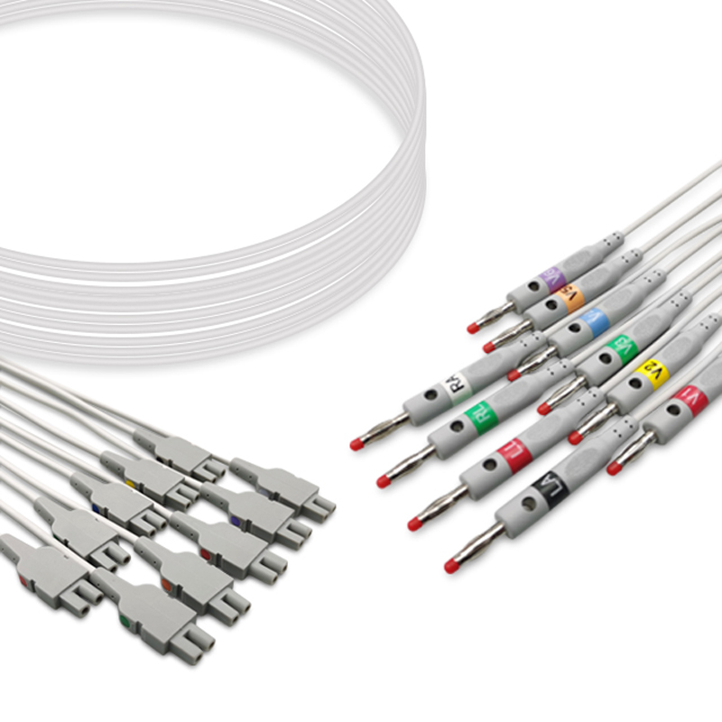 Compatible 10-lead ECG Leadwire with 4mm Banana end Individual 0.8m+1.2m AHA (comparable to GE Healthcare 2016032-001) (comparable to GE Healthcare 2016032-001) – image 1 of 2
