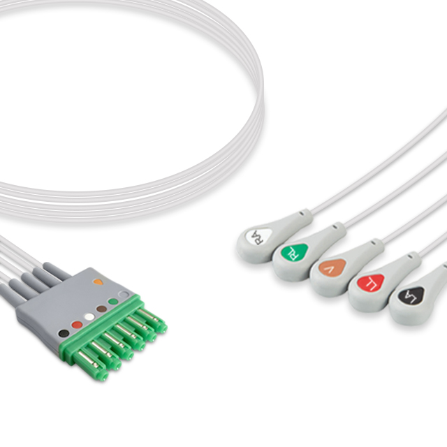 Compatible 5-lead ECG Leadwire with Snap end Molded 0.9m AHA (comparable to Draeger MS14560) (comparable to Draeger MS14560) – image 1 of 2