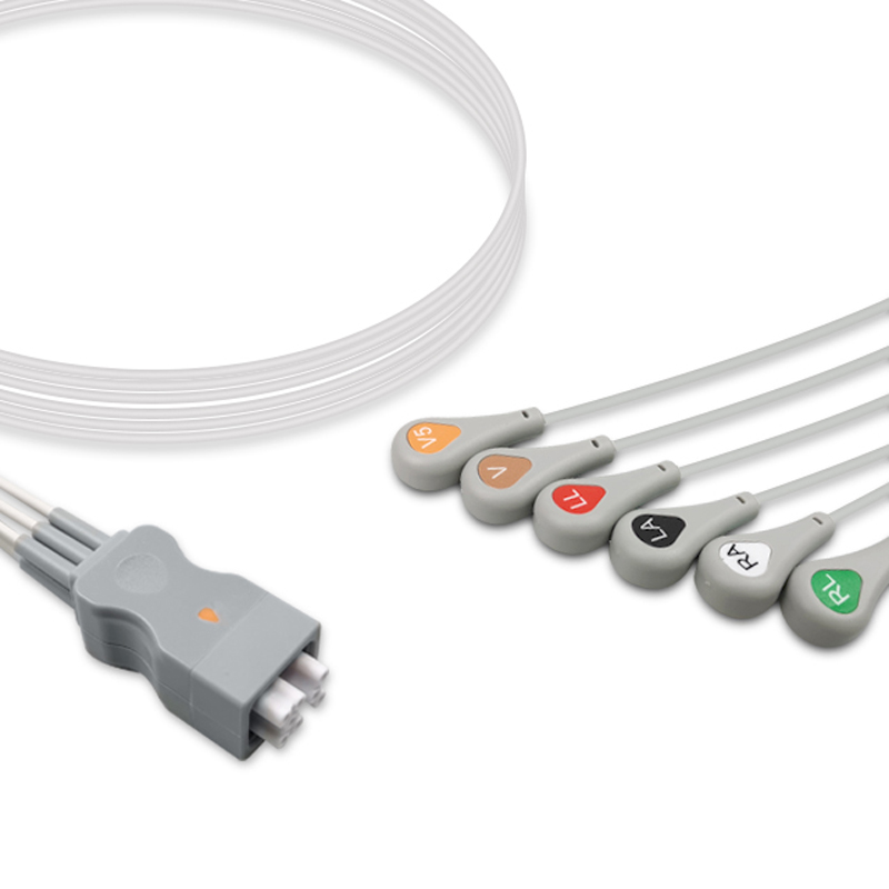 Compatible 6-lead Telemetry ECG Leadwire with Snap end Molded 0.9m AHA (comparable to GE Healthcare 394111-513) (comparable to GE Healthcare 394111-513) – image 1 of 2