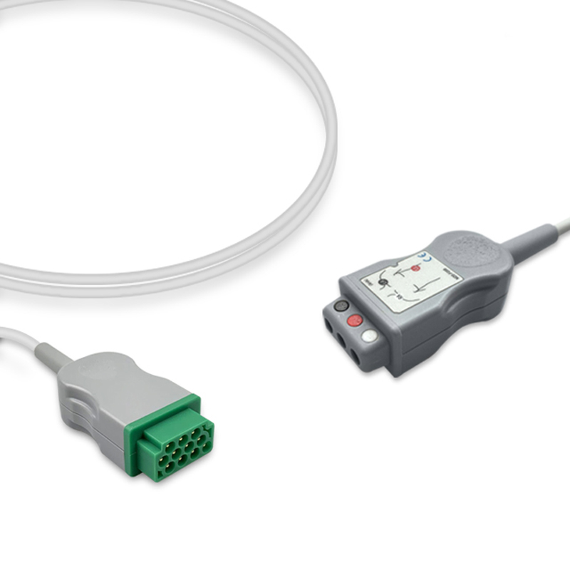 Compatible 3-lead with Respiratory Rate ECG Trunk Cable AHA (comparable to GE Healthcare 2106306-001) (comparable to GE Healthcare 2106306-001) – image 1 of 2