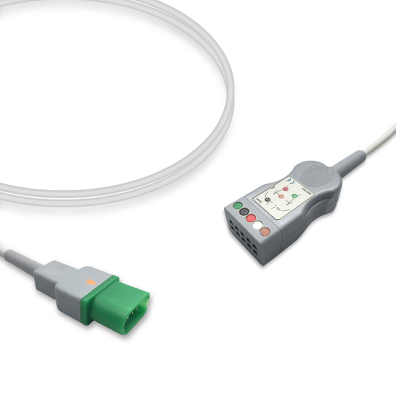 Compatible 5-lead with Defib-Proof (with Resist) ECG Trunk Cable AHA (comparable to Datascope 0012-00-1745-01 (OEM is 10 ft)) (comparable to Datascope 0012-00-1745-01 (OEM is 10 ft)) – image 1 of 2